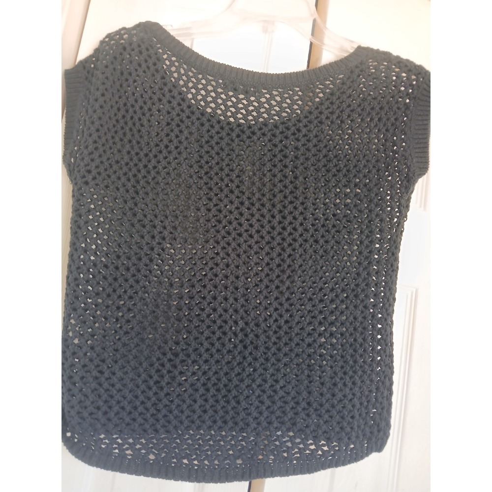 Abercrombie & Fitch Short Sleeve Sweater Womens Crochet Knit Old Money Capsule L - Picture 3 of 4